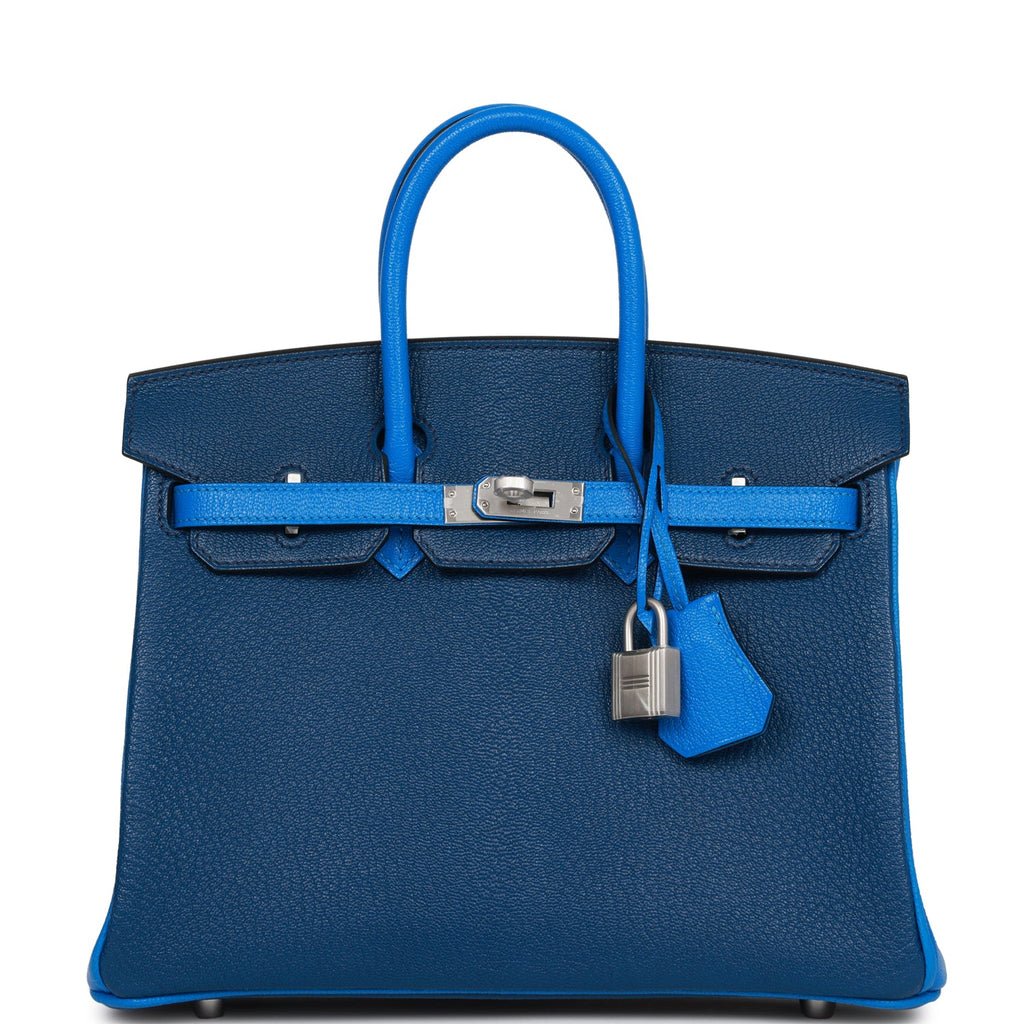 Hermes Special Order (HSS) Birkin 25 Bleu Hydra and Bleu Saphir ChÃƒÆ’Ã‚Â¨vre Brushed Palladium Hardware