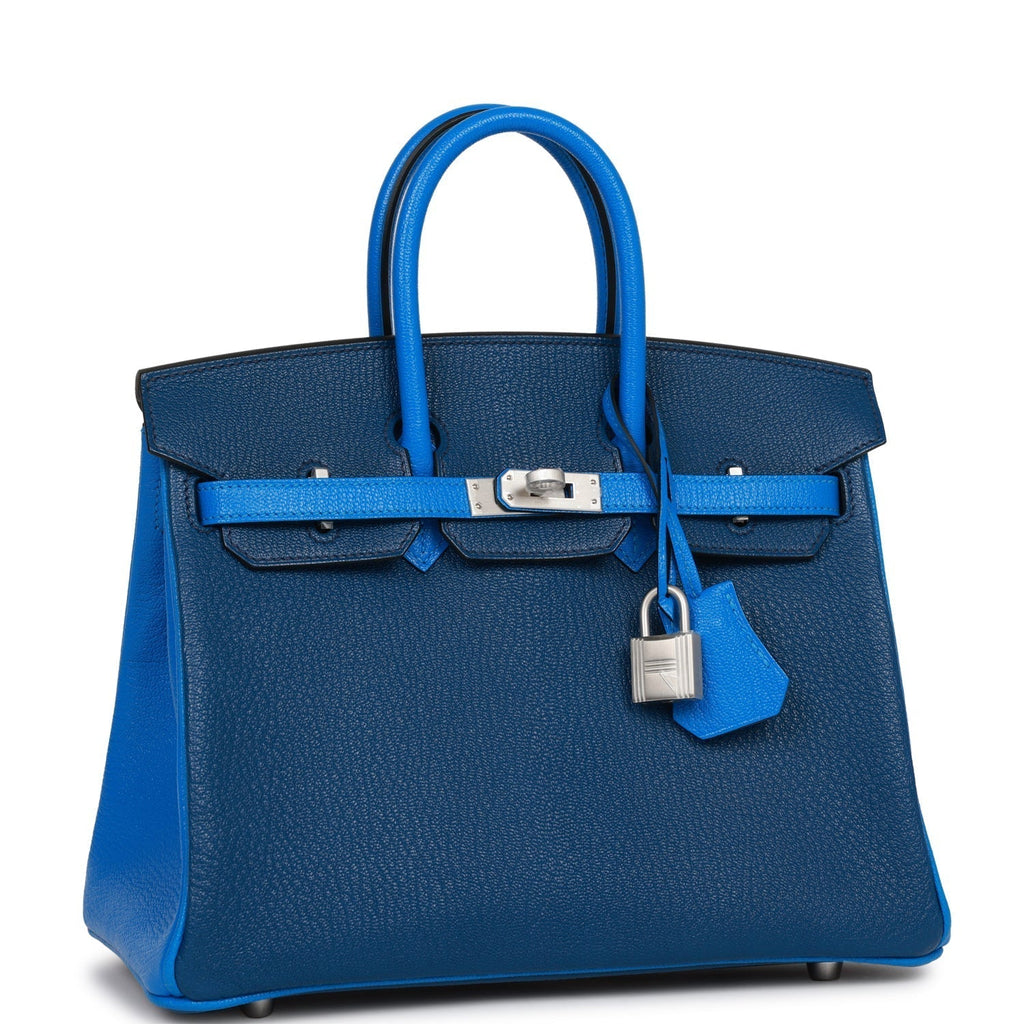 Hermes Special Order (HSS) Birkin 25 Bleu Hydra and Bleu Saphir ChÃƒÆ’Ã‚Â¨vre Brushed Palladium Hardware
