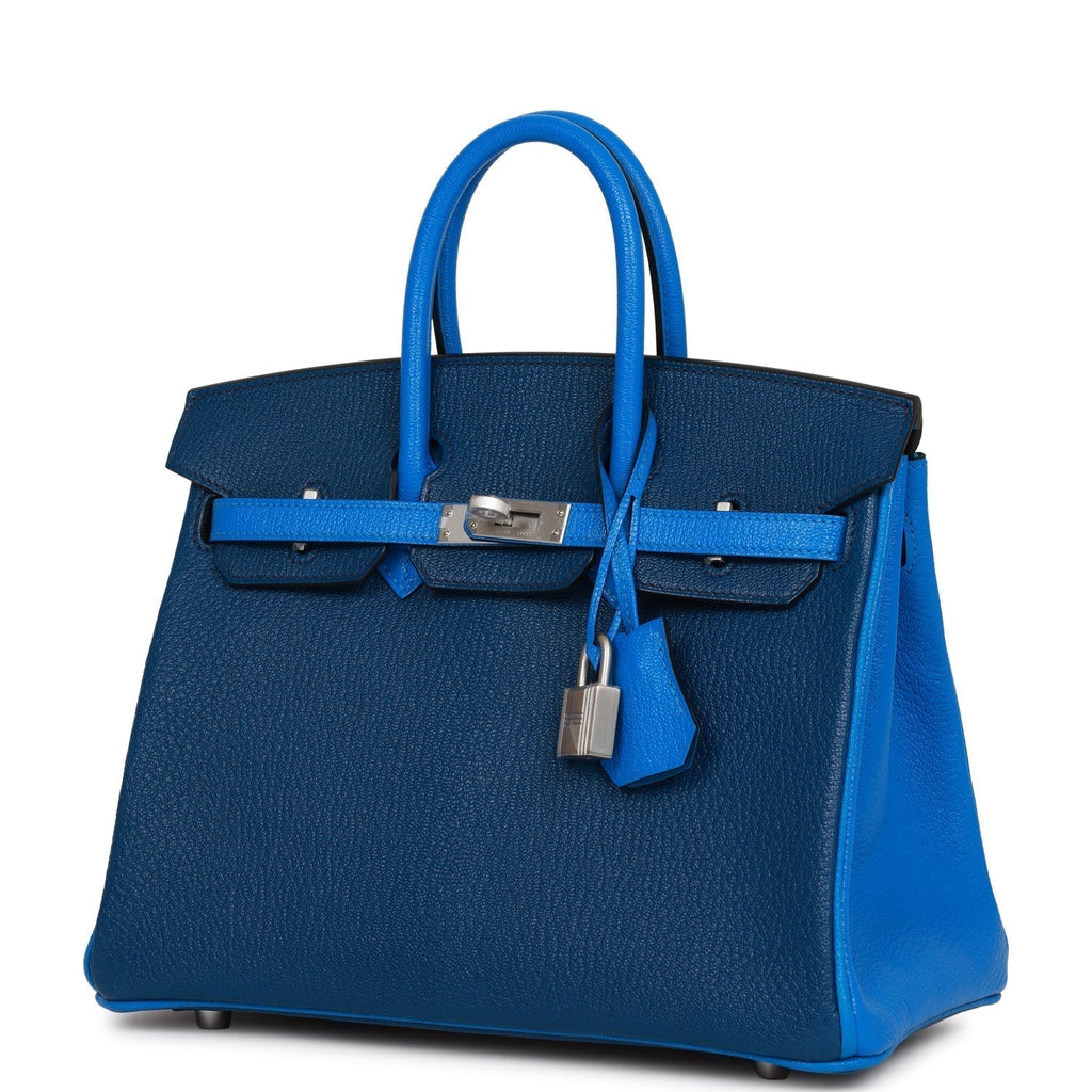 Hermes Special Order (HSS) Birkin 25 Bleu Hydra and Bleu Saphir ChÃƒÆ’Ã‚Â¨vre Brushed Palladium Hardware