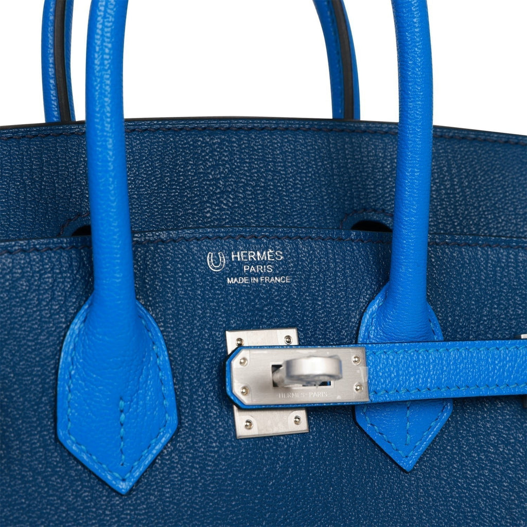 Hermes Special Order (HSS) Birkin 25 Bleu Hydra and Bleu Saphir ChÃƒÆ’Ã‚Â¨vre Brushed Palladium Hardware