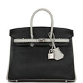 Hermes Special Order (HSS) Birkin 25 Black and Gris Perle ChÃƒÆ’Ã‚Â¨vre Brushed Palladium Hardware