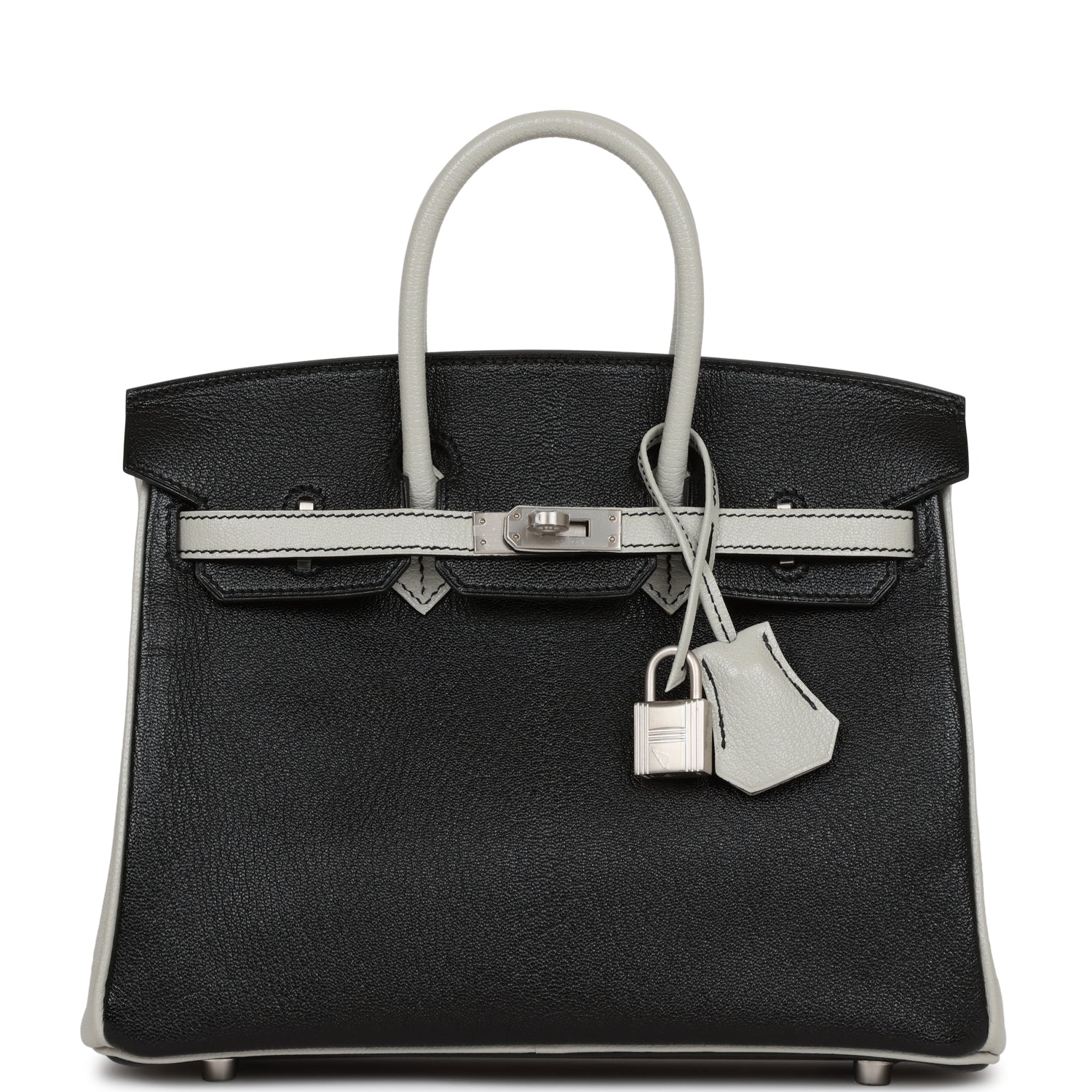 Hermes Special Order (HSS) Birkin 25 Black and Gris Perle ChÃƒÆ’Ã‚Â¨vre Brushed Palladium Hardware