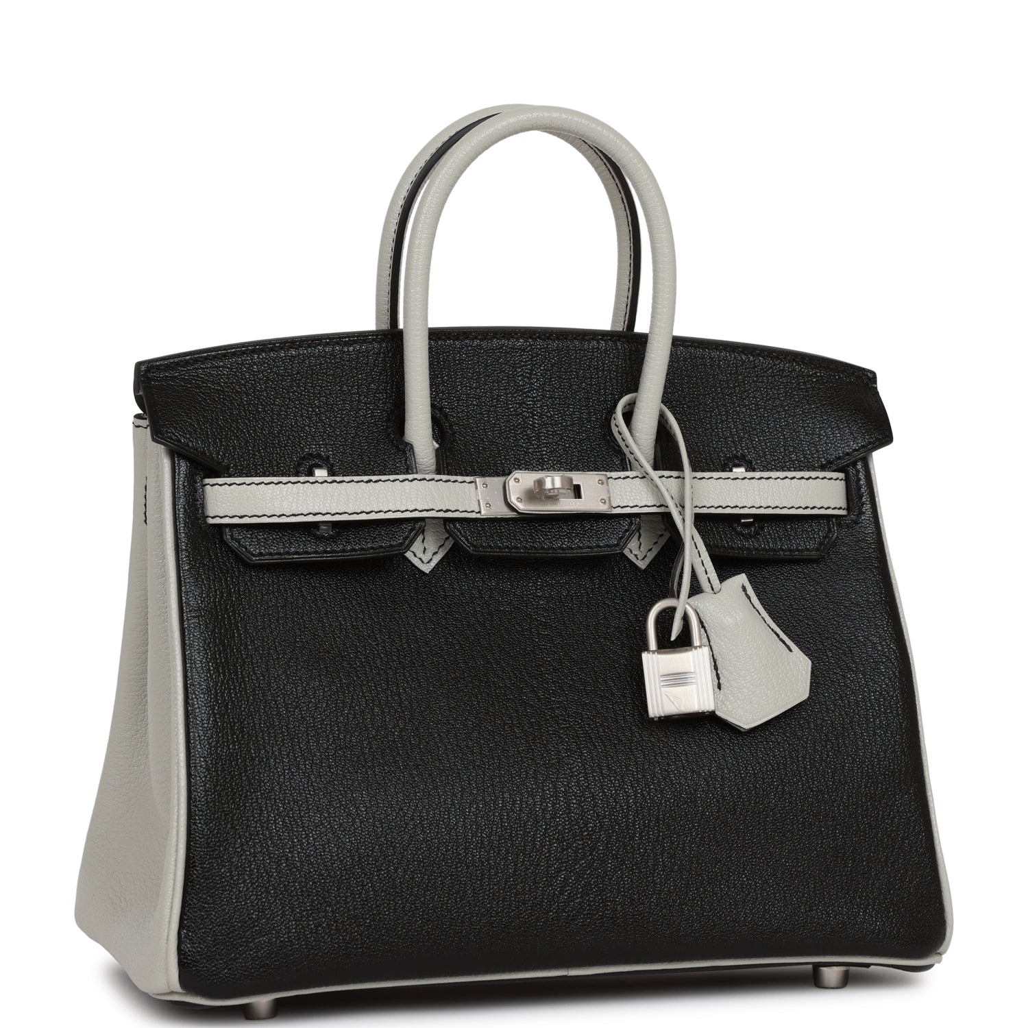 Hermes Special Order (HSS) Birkin 25 Black and Gris Perle ChÃƒÆ’Ã‚Â¨vre Brushed Palladium Hardware