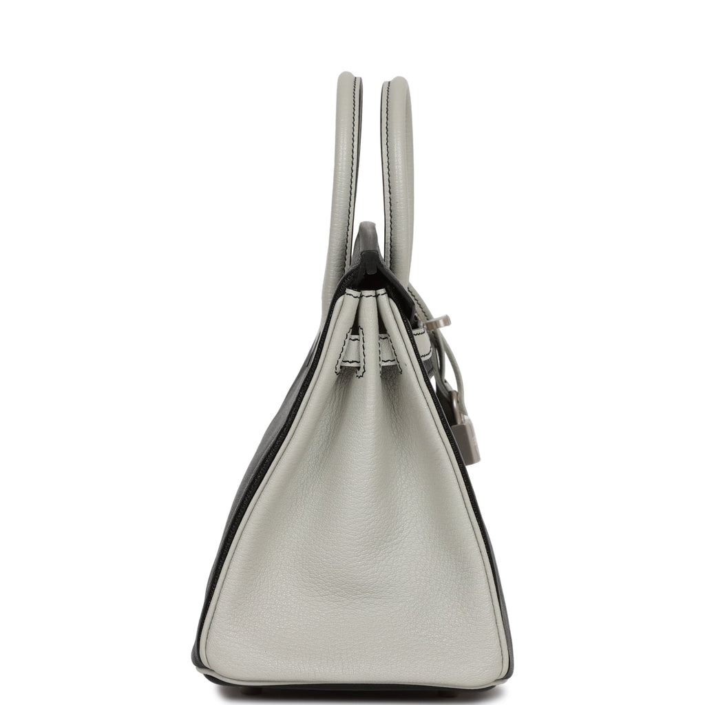 Hermes Special Order (HSS) Birkin 25 Black and Gris Perle ChÃƒÆ’Ã‚Â¨vre Brushed Palladium Hardware