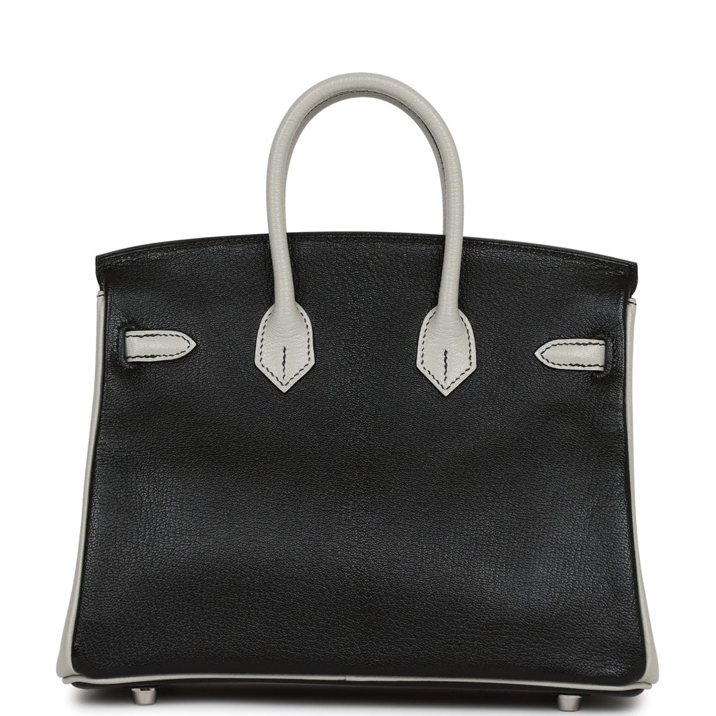 Hermes Special Order (HSS) Birkin 25 Black and Gris Perle ChÃƒÆ’Ã‚Â¨vre Brushed Palladium Hardware