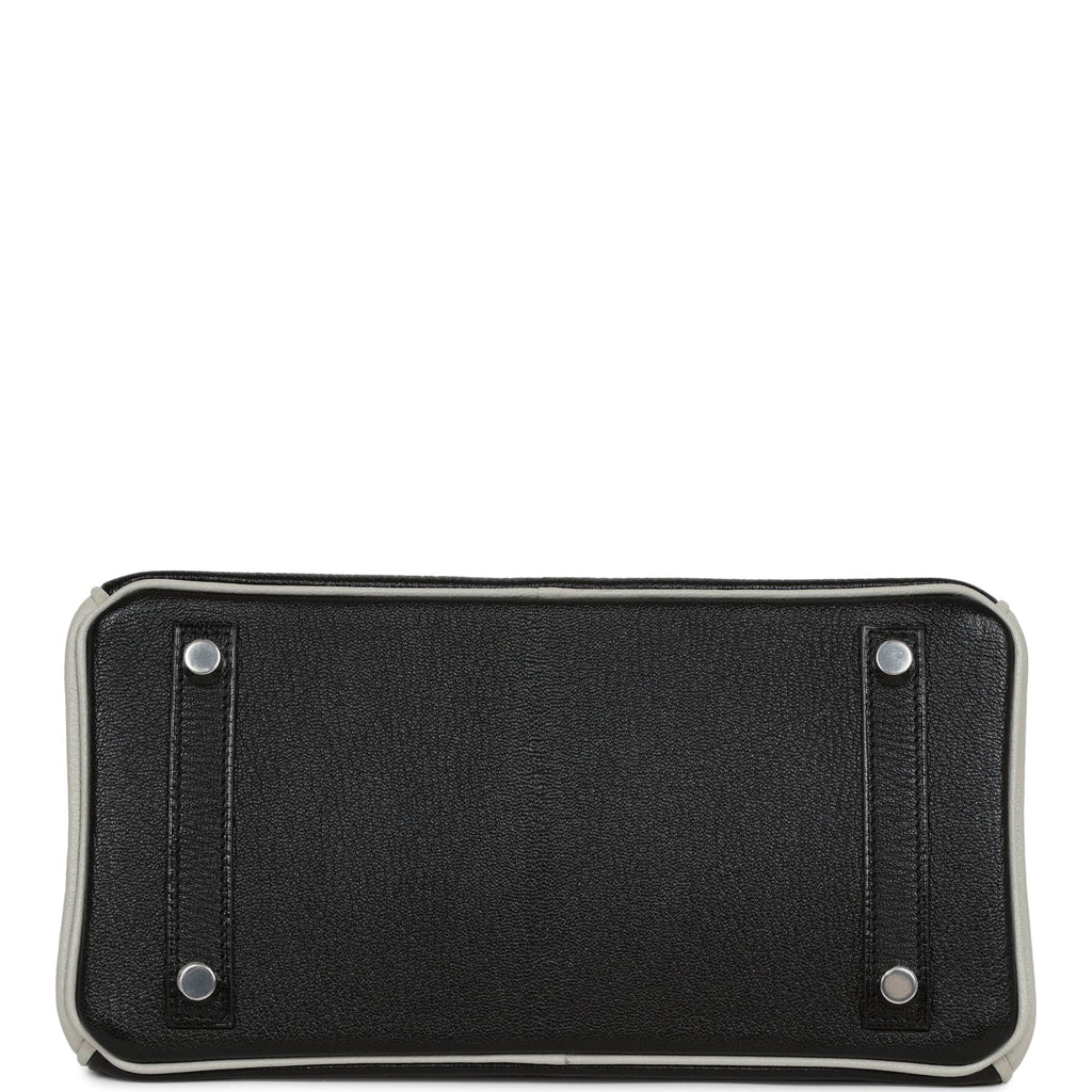 Hermes Special Order (HSS) Birkin 25 Black and Gris Perle ChÃƒÆ’Ã‚Â¨vre Brushed Palladium Hardware