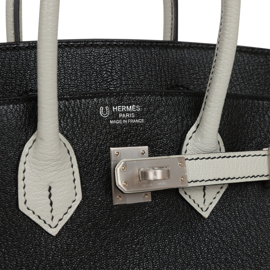 Hermes Special Order (HSS) Birkin 25 Black and Gris Perle ChÃƒÆ’Ã‚Â¨vre Brushed Palladium Hardware