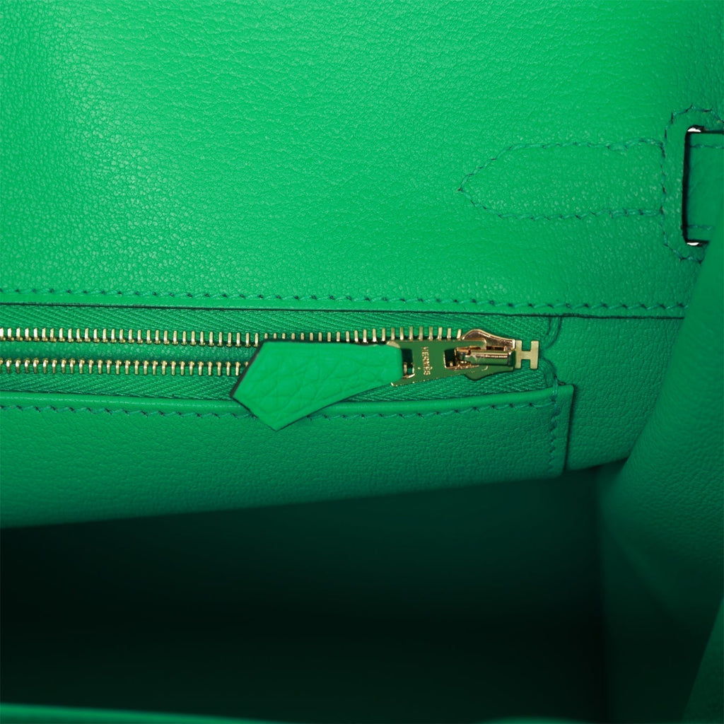 Hermes Birkin 30 Menthe Clemence Gold Hardware