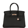 Hermes Birkin 30 Black Togo Rose Gold Hardware