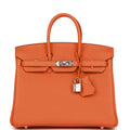 Hermes Birkin 25 Orange Togo Palladium Hardware