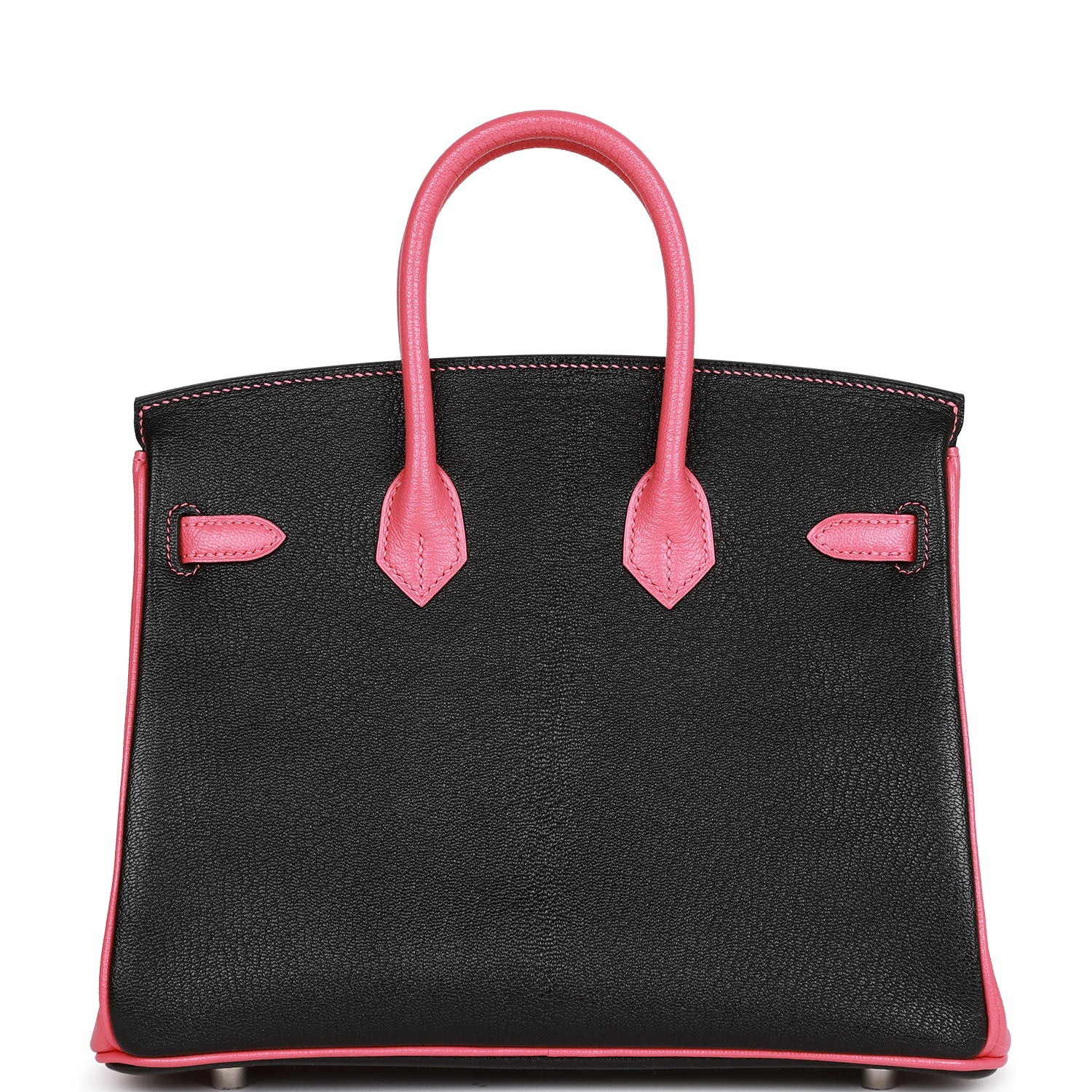 Hermes Special Order (HSS) Birkin 25 Black and Rose Azalee ChÃƒÆ’Ã‚Â¨vre Brushed Palladium Hardware