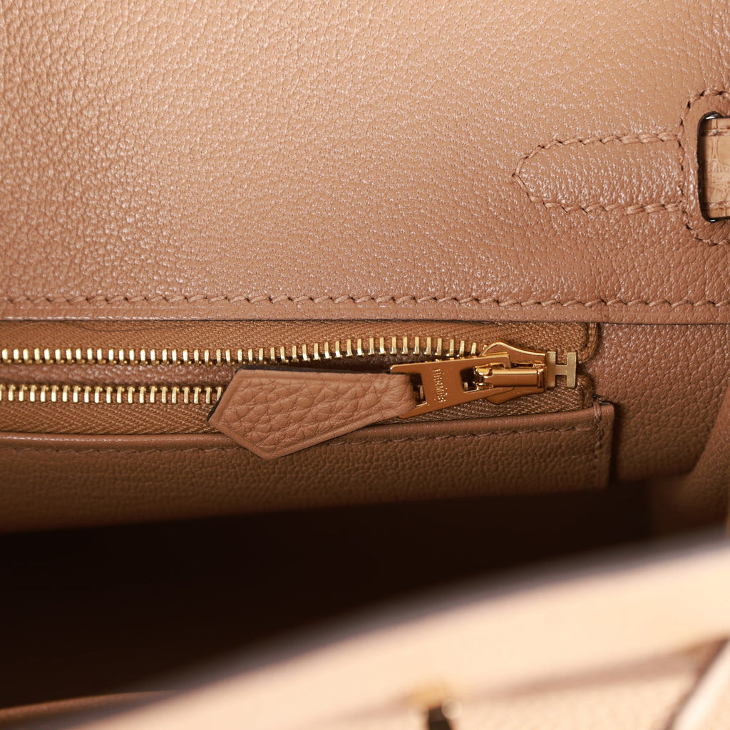 Hermes Birkin 25 Chai Matte Alligator and Togo Touch Permabrass Hardware