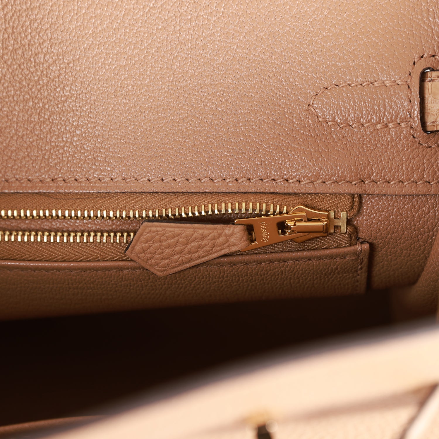 Hermes Birkin 25 Chai Matte Alligator and Togo Touch Permabrass Hardware