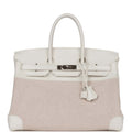 Hermes Birkin 35 White Gulliver and Toile H Palladium Hardware