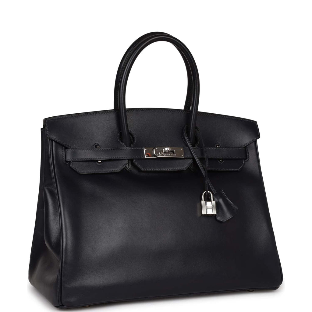 Hermes Birkin 35 Bleu Navy Box Palladium Hardware