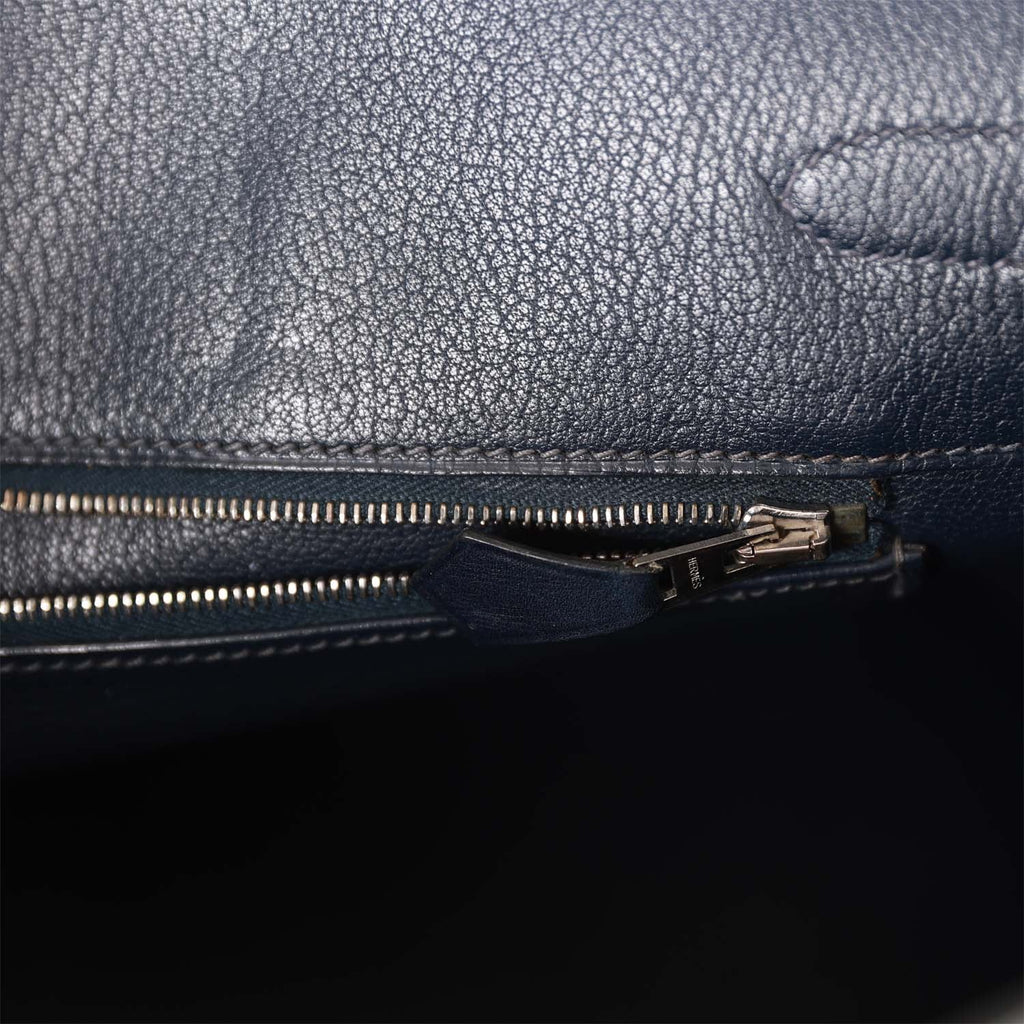 Hermes Birkin 35 Bleu Navy Box Palladium Hardware