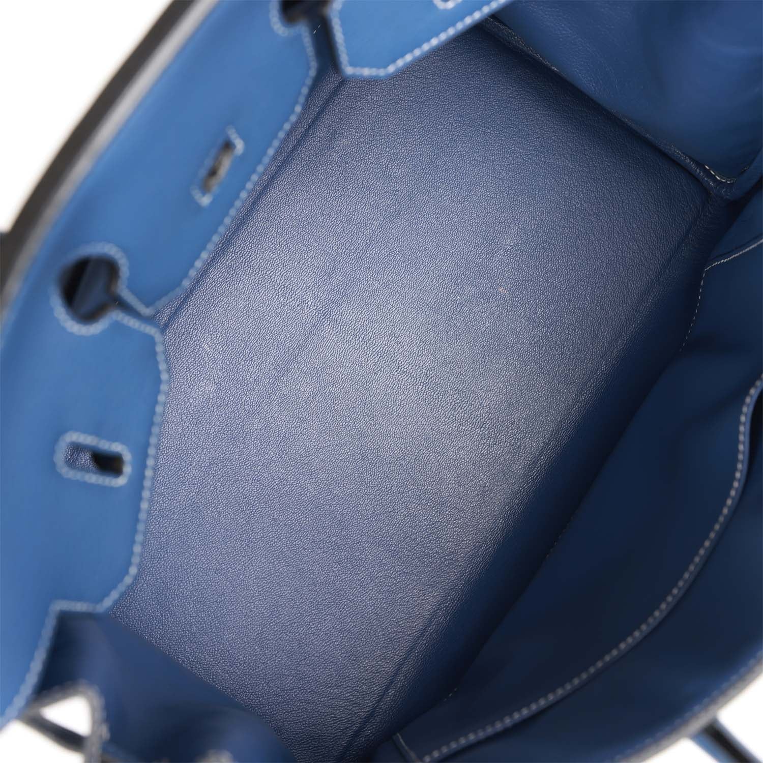 Hermes Birkin 35 Bleu Brighton Clemence and Toile H Ruthenium Hardware