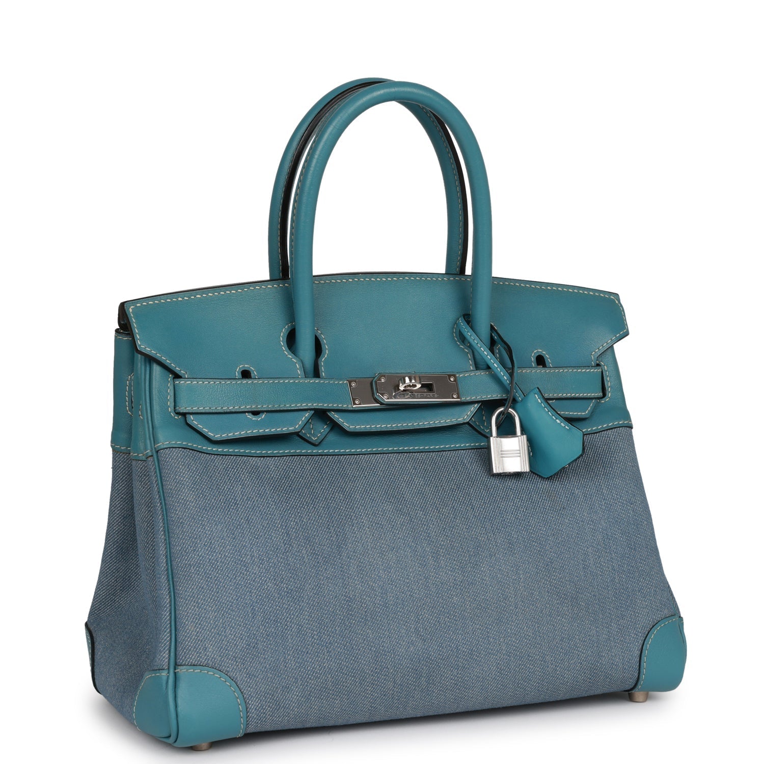 Hermes Birkin 30 Denim and Blue Jean Gulliver Palladium Hardware