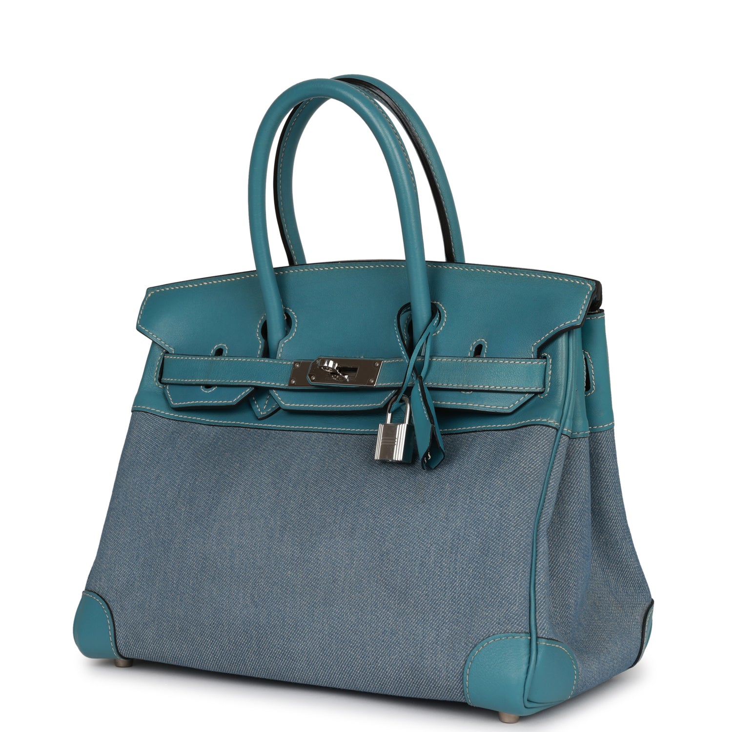 Hermes Birkin 30 Denim and Blue Jean Gulliver Palladium Hardware