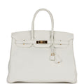 Hermes Birkin 35 White Clemence Gold Hardware
