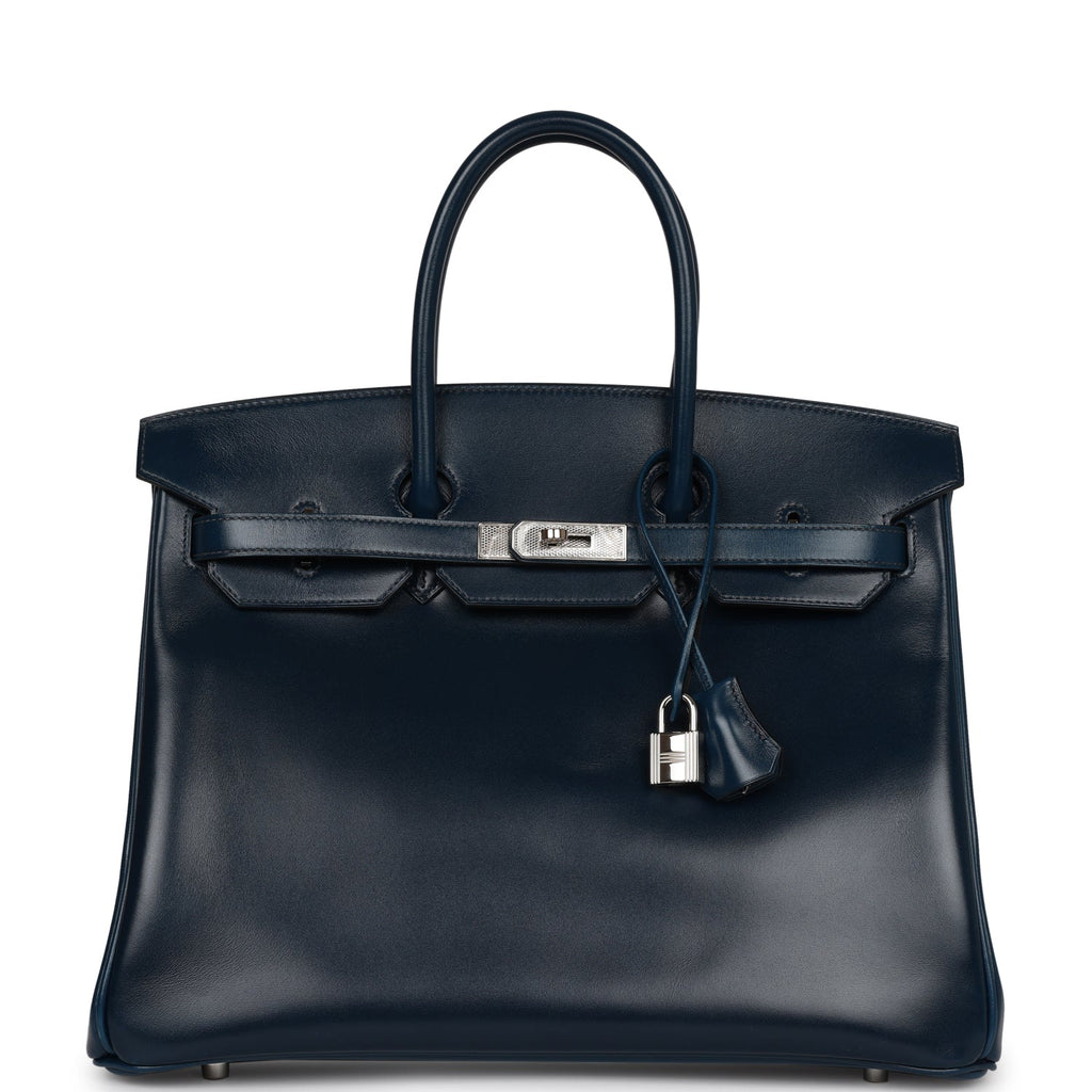Hermes Birkin 35 Bleu De Prusse Box Calf GuillochÃƒÆ’Ã‚Â© Palladium Hardware