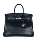 Hermes Birkin 35 Bleu De Prusse Box Calf GuillochÃƒÆ’Ã‚Â© Palladium Hardware