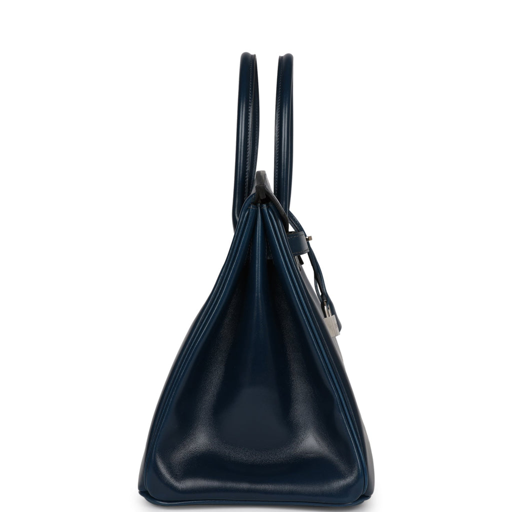 Hermes Birkin 35 Bleu De Prusse Box Calf GuillochÃƒÆ’Ã‚Â© Palladium Hardware
