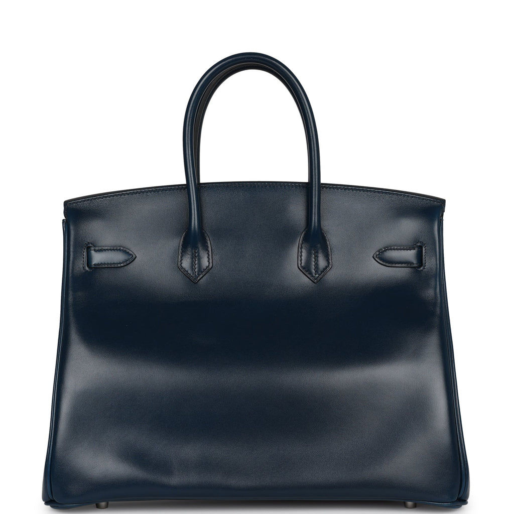 Hermes Birkin 35 Bleu De Prusse Box Calf GuillochÃƒÆ’Ã‚Â© Palladium Hardware