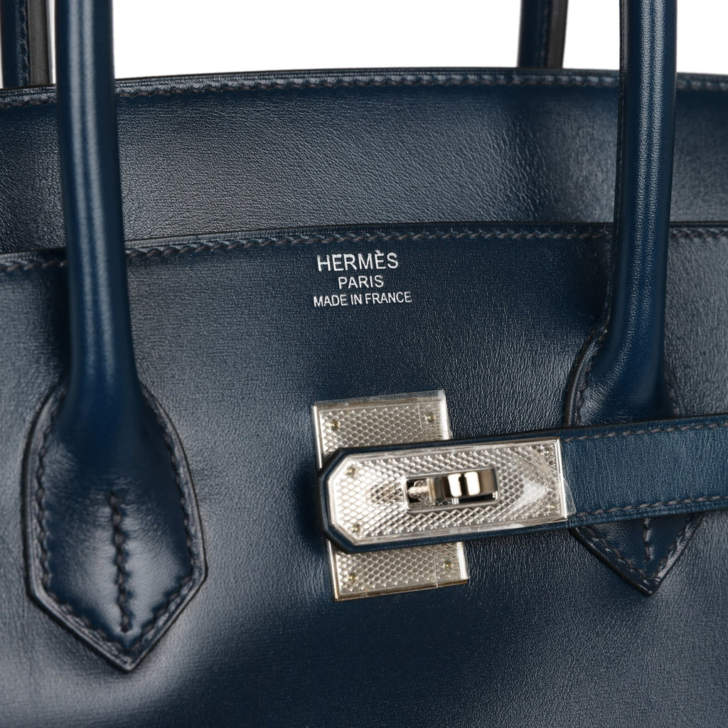 Hermes Birkin 35 Bleu De Prusse Box Calf GuillochÃƒÆ’Ã‚Â© Palladium Hardware