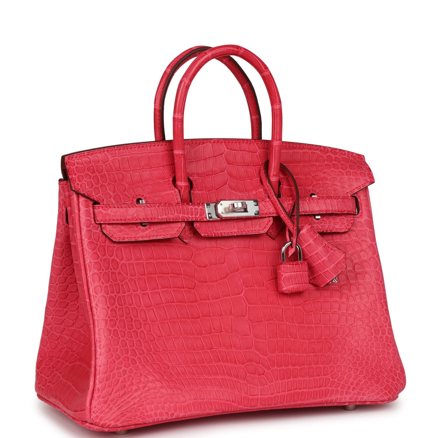 Hermes Birkin 25 Rose Extreme Matte Porosus Crocodile Palladium Hardware