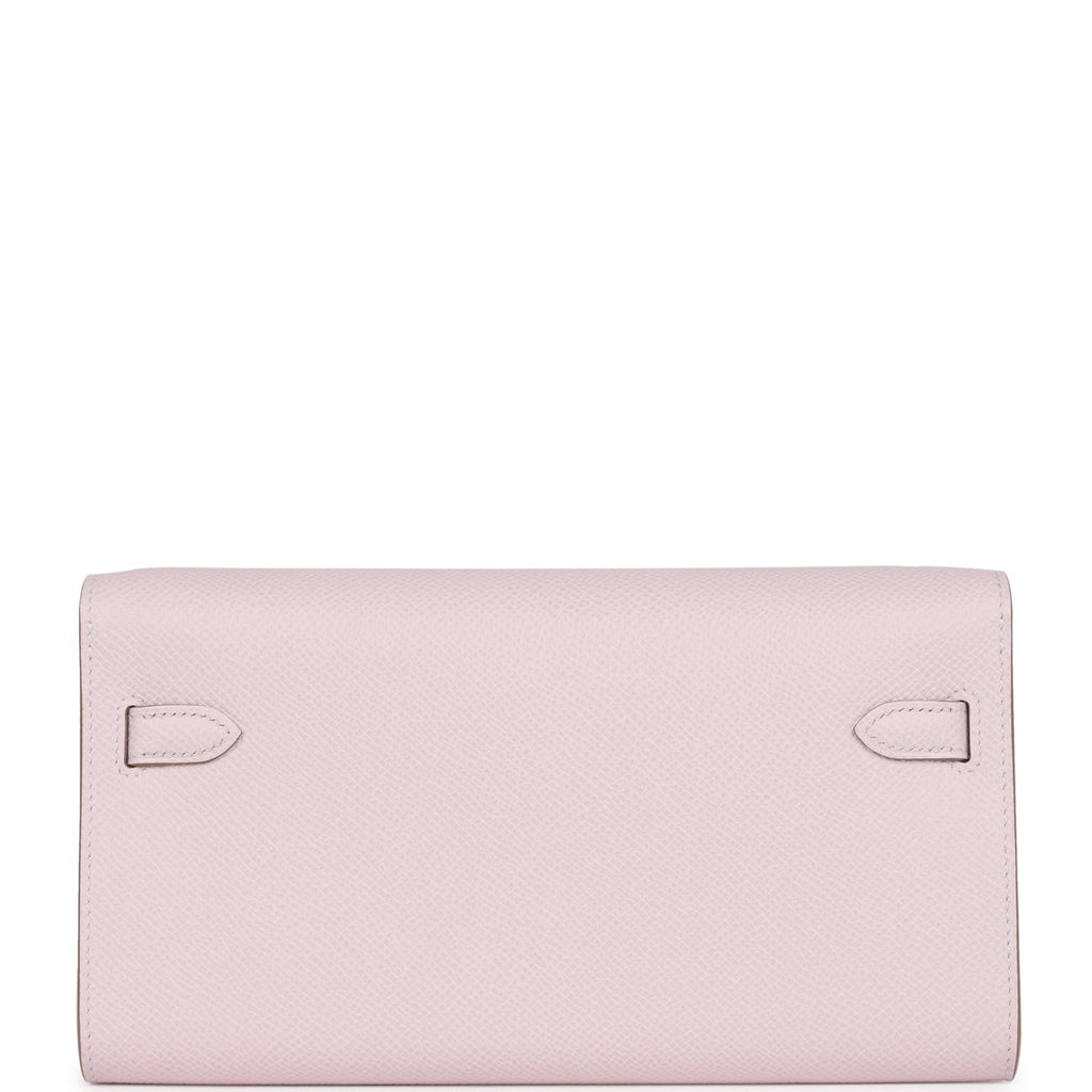 Hermes Kelly Wallet To Go Mauve Pale Epsom Palladium Hardware