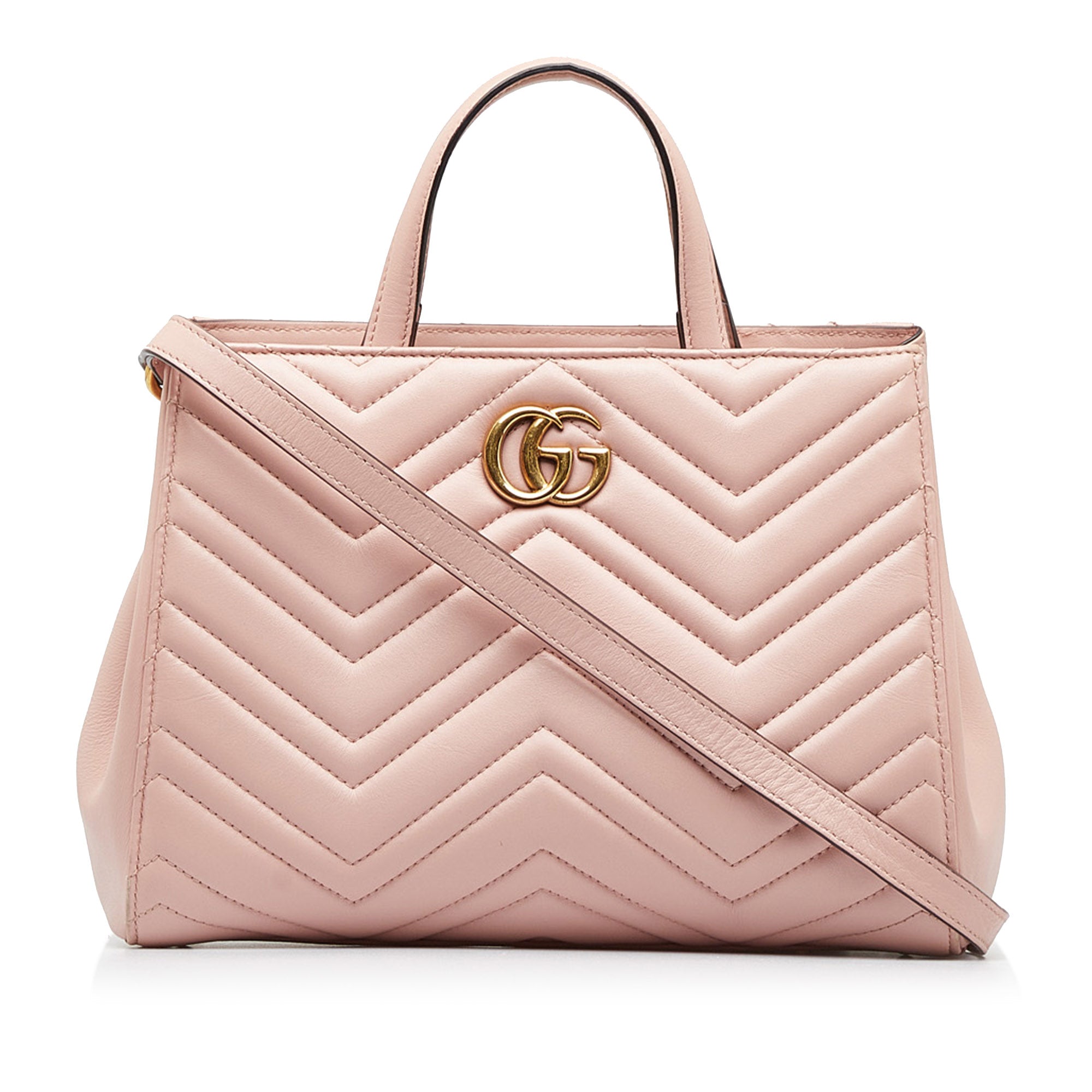 Pink Gucci Medium GG Marmont Matelasse Tote Satchel
