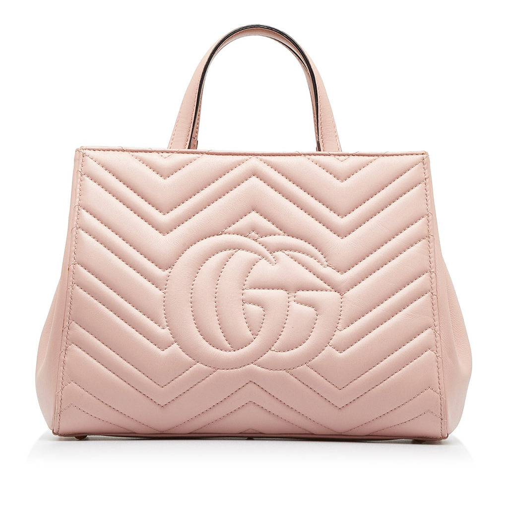 Pink Gucci Medium GG Marmont Matelasse Tote Satchel