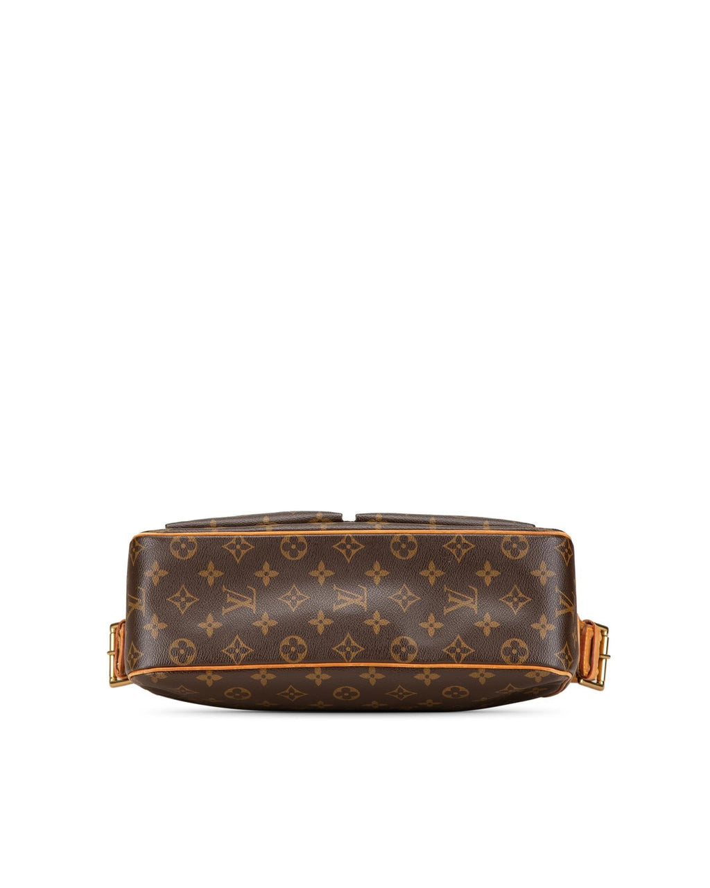 Monogram Canvas Shoulder Bag with Adjustable Strap and Multiple Pockets