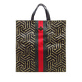 Brown Gucci GG Supreme Caleido Web Tote Satchel