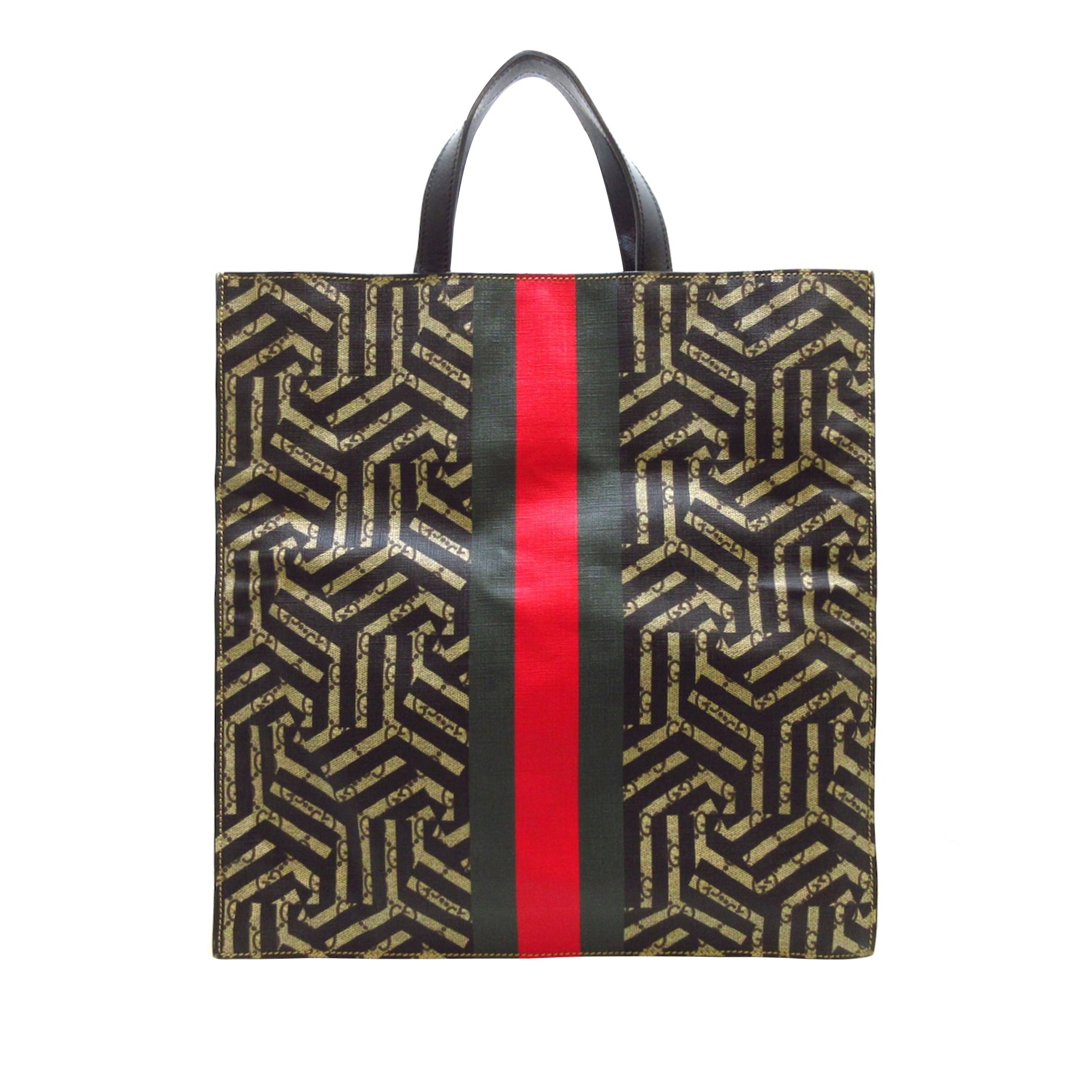 Brown Gucci GG Supreme Caleido Web Tote Satchel