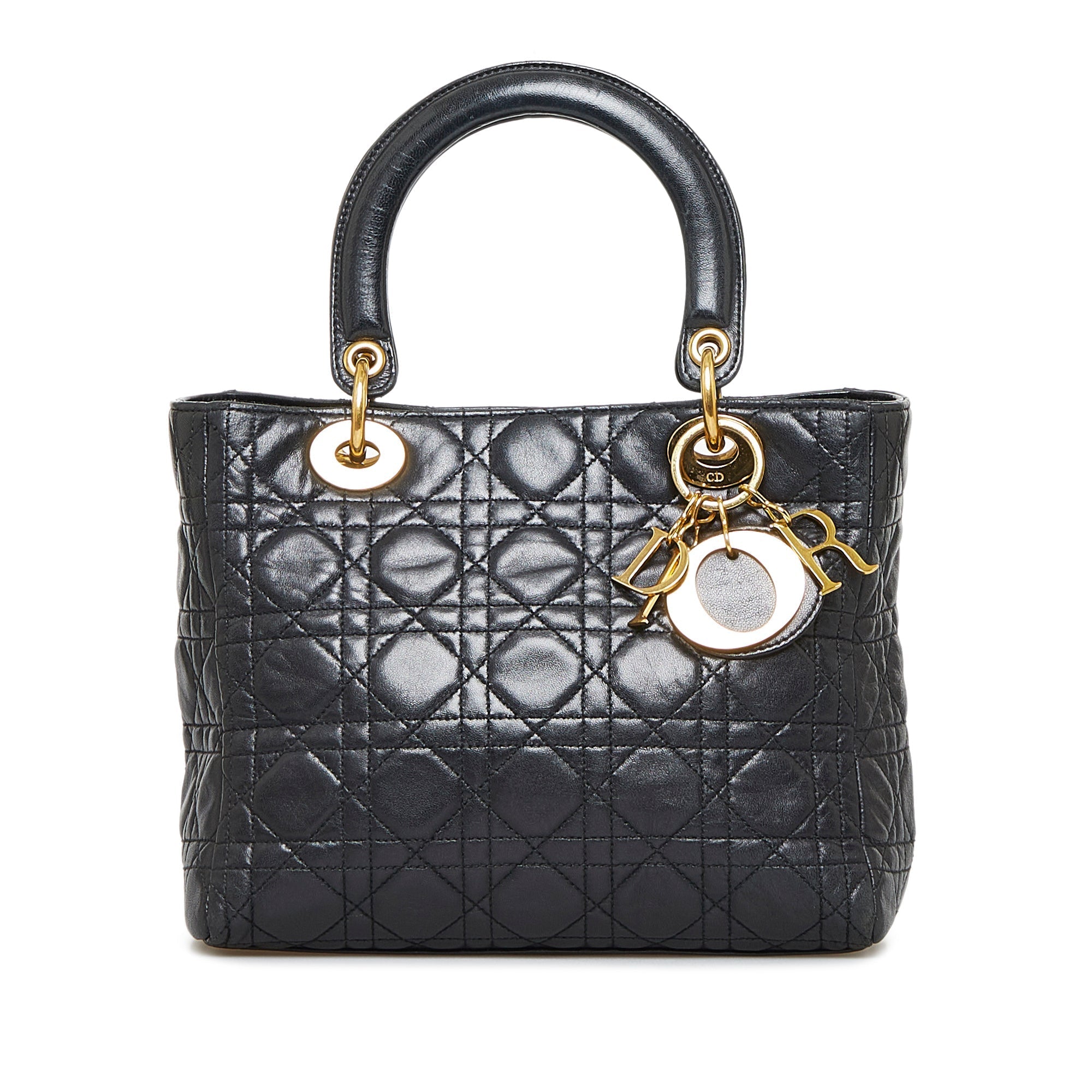 Dior Lady Dior Medium Black Cannage Quilted Leather