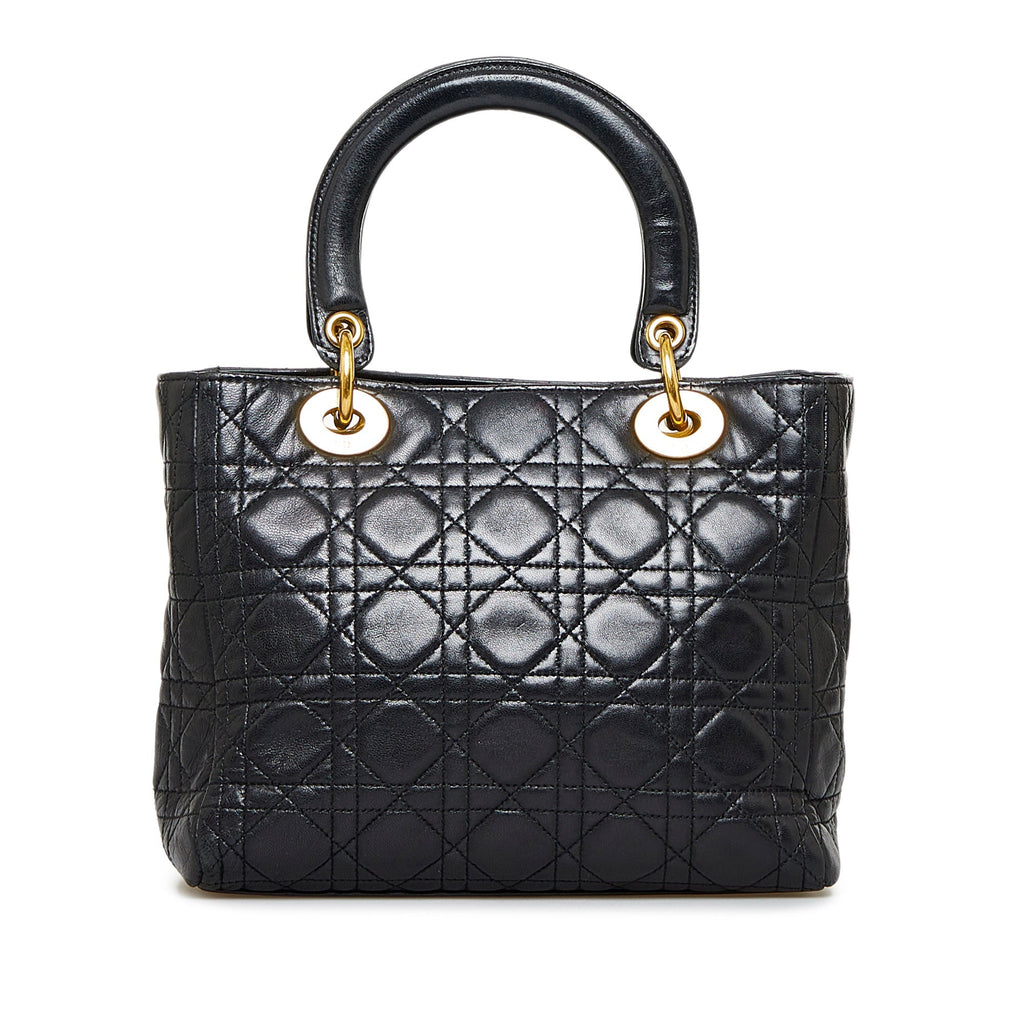 Dior Lady Dior Medium Black Cannage Quilted Leather