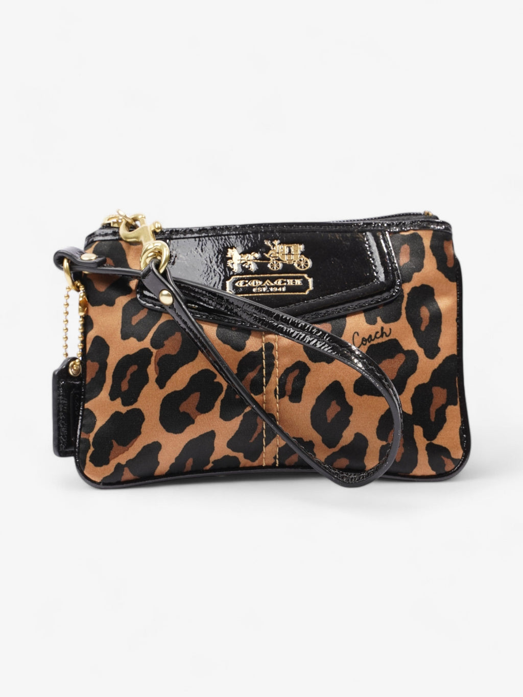 Coach Wristlet Leopard Print Canvas