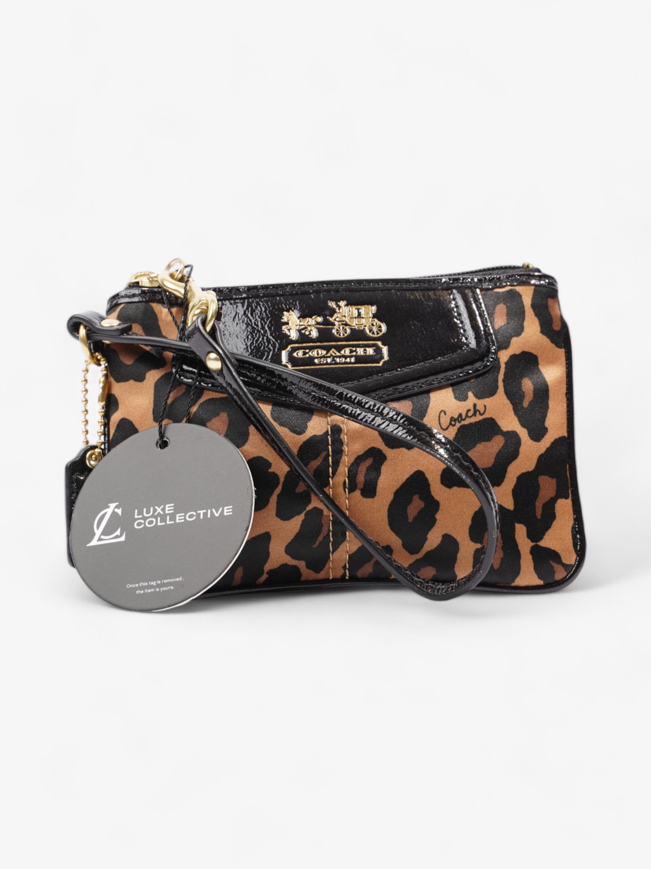 Coach Wristlet Leopard Print Canvas