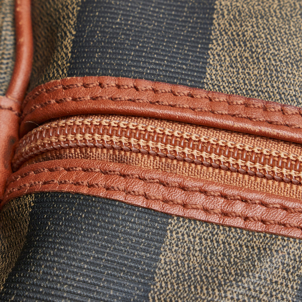 Fendi Boston Bag Green Striped Pequin Canvas
