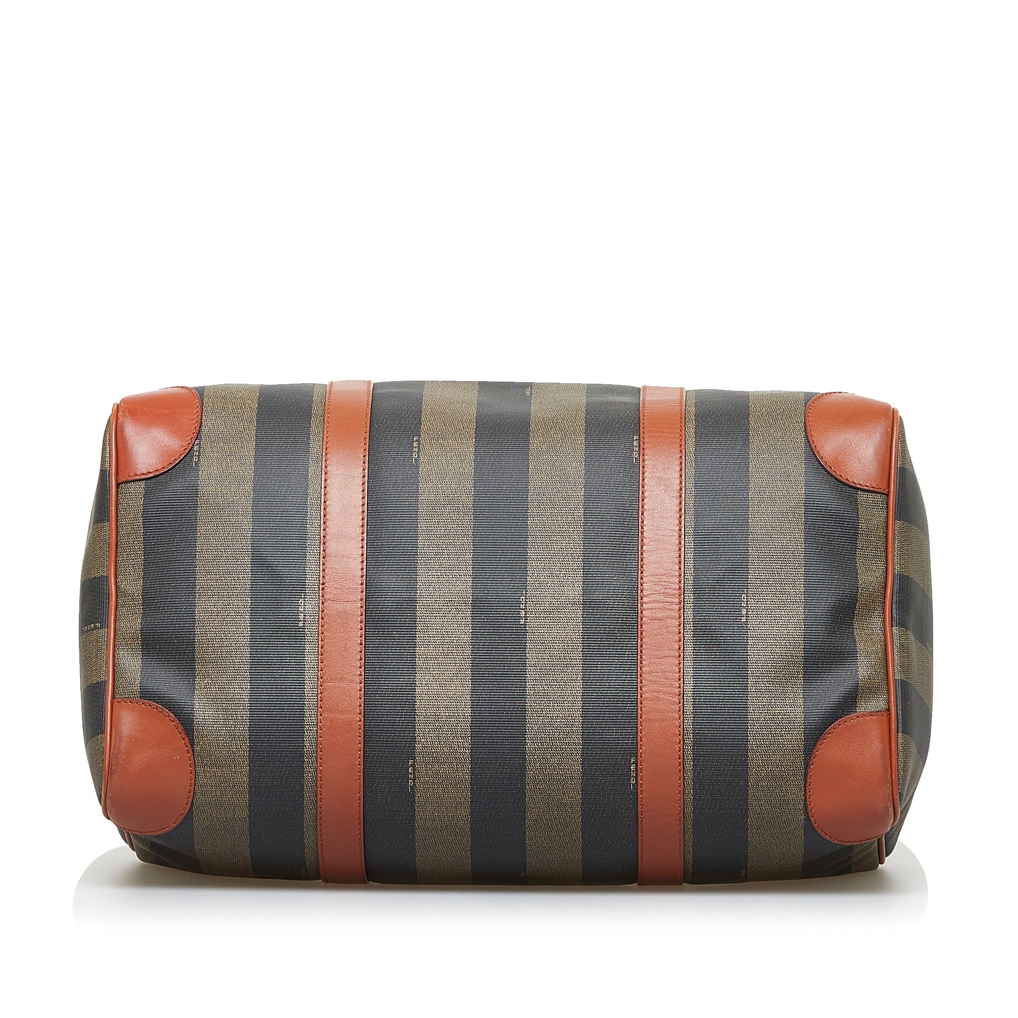 Fendi Boston Bag Green Striped Pequin Canvas