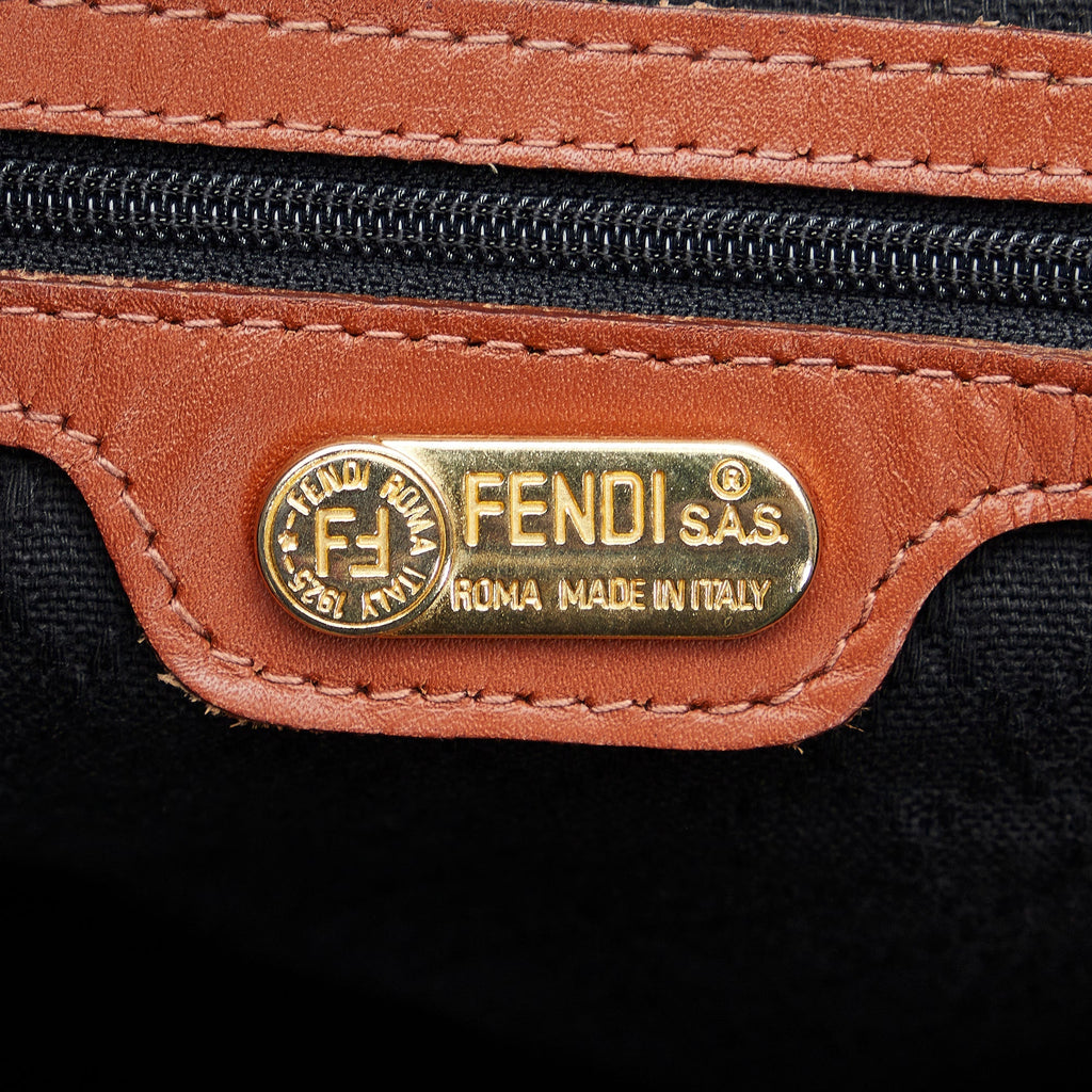 Fendi Boston Bag Green Striped Pequin Canvas
