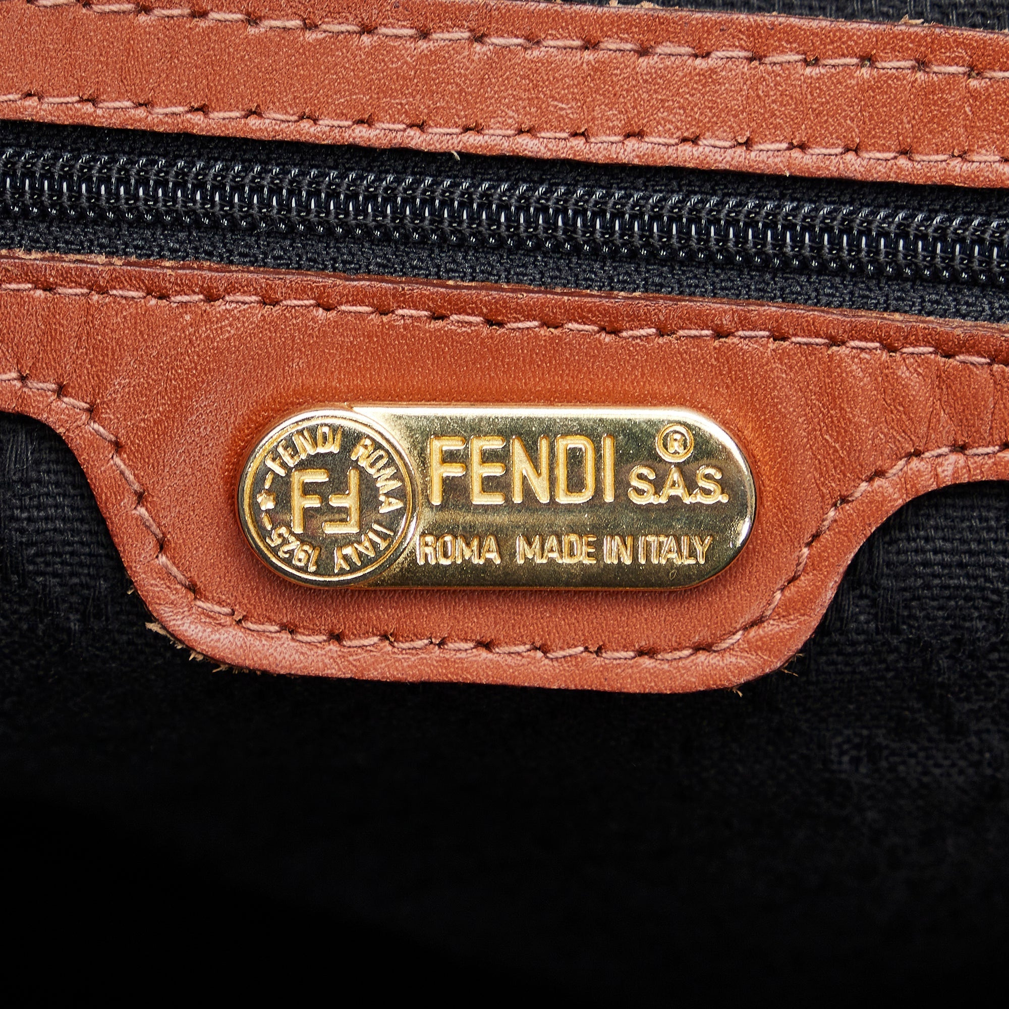 Fendi Boston Bag Green Striped Pequin Canvas