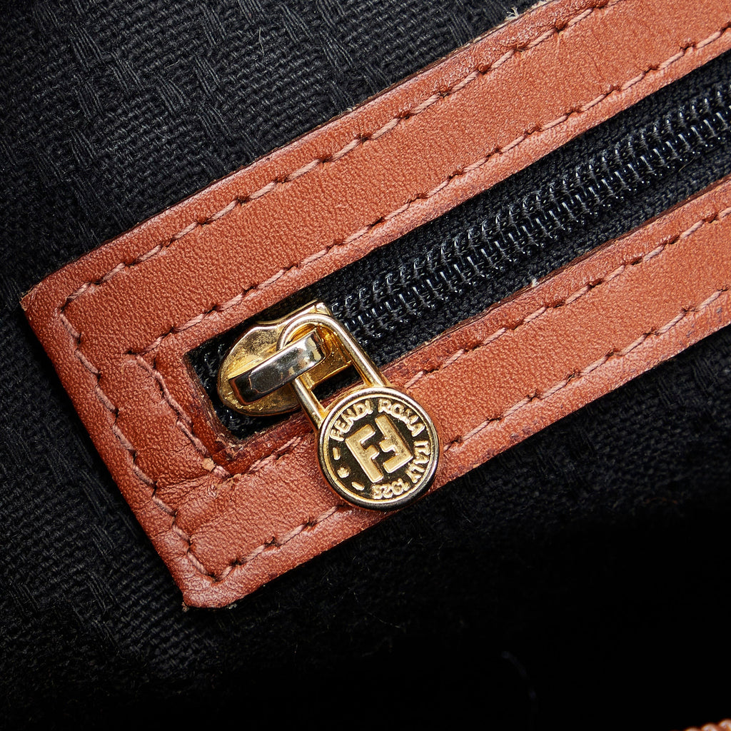 Fendi Boston Bag Green Striped Pequin Canvas