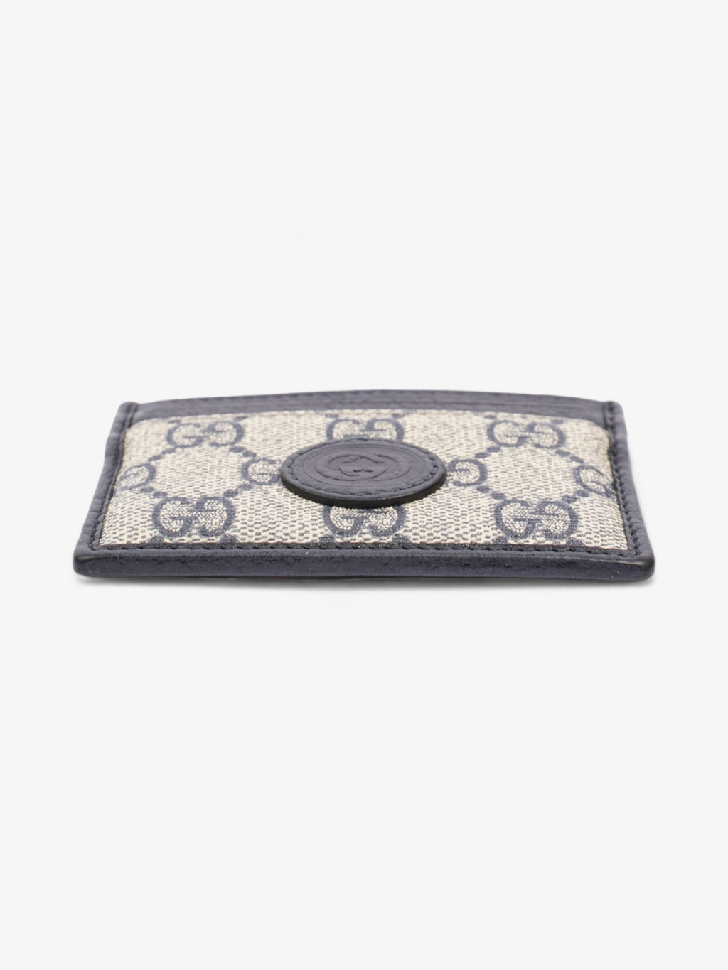Gucci Card Holder Beige And Navy GG Supreme Coated Canvas
