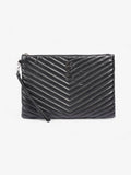 Saint Laurent Cassandre Wristlet Tablet Pouch Black Matelasse Leather