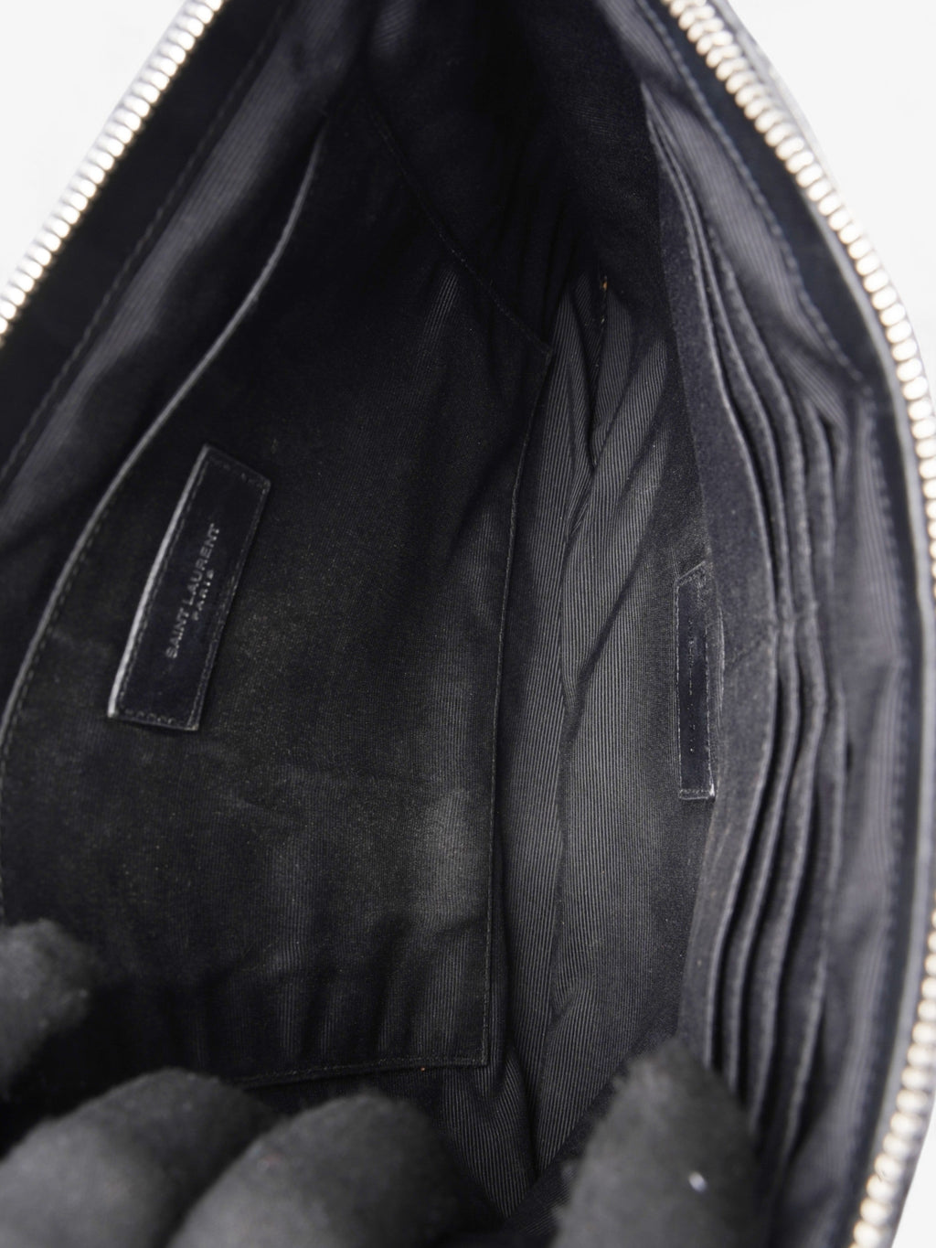 Saint Laurent Cassandre Wristlet Tablet Pouch Black Matelasse Leather