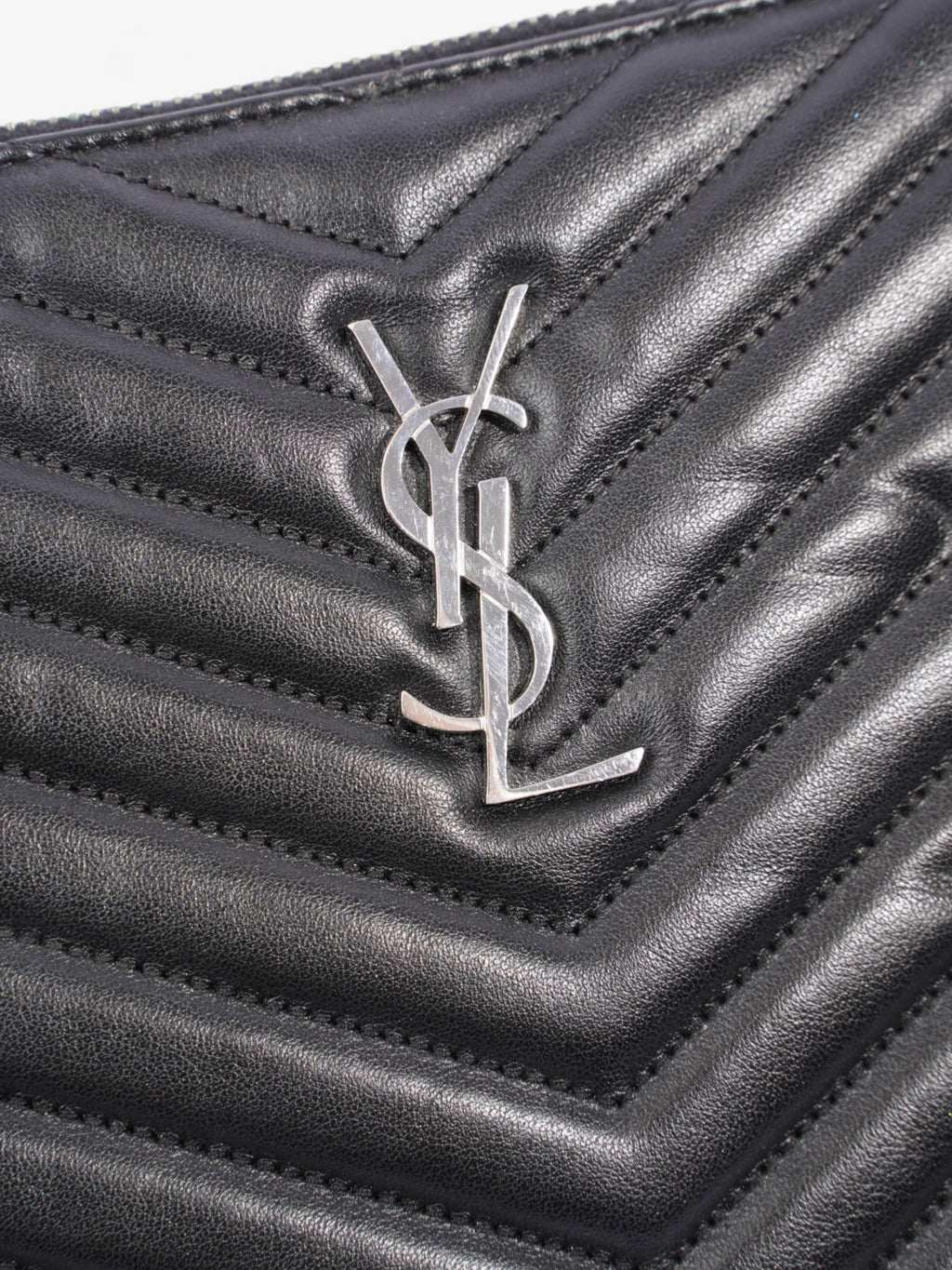 Saint Laurent Cassandre Wristlet Tablet Pouch Black Matelasse Leather
