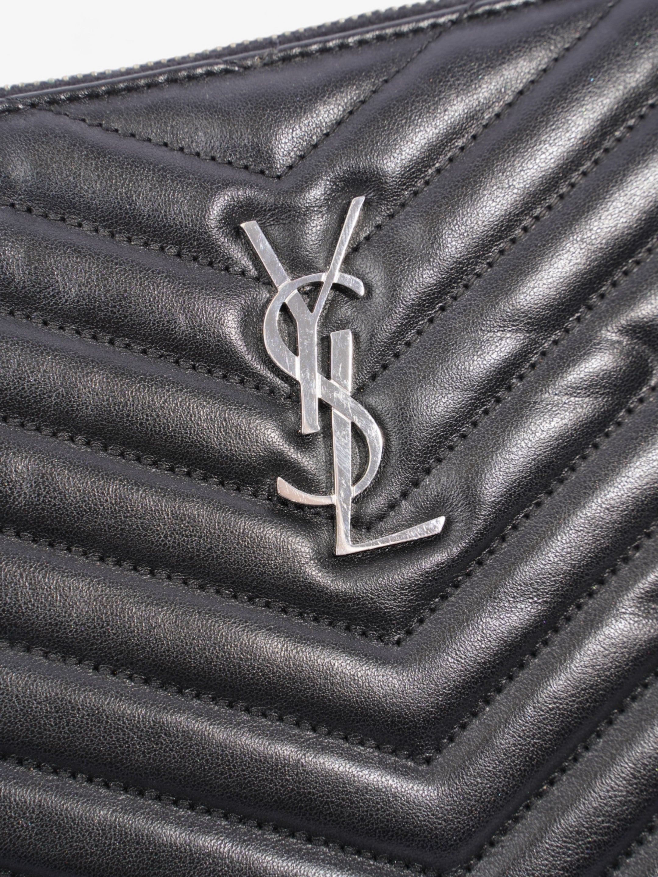 Saint Laurent Cassandre Wristlet Tablet Pouch Black Matelasse Leather